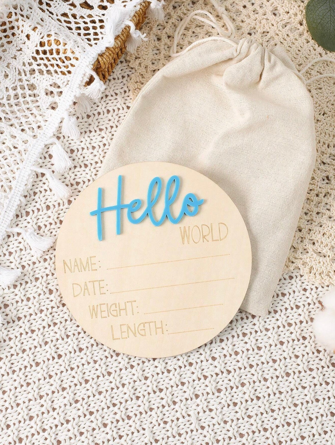 Blue Hello world sign