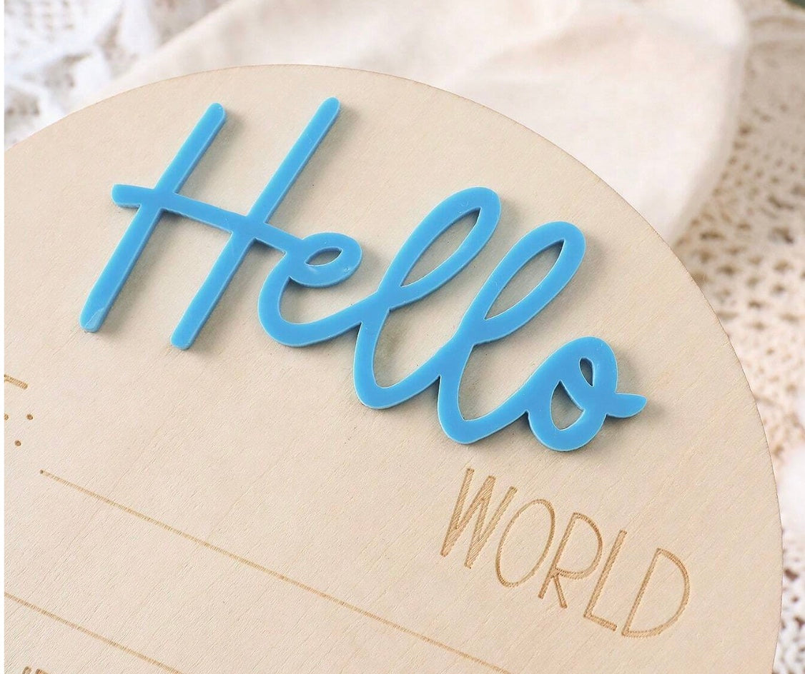 Blue Hello world sign