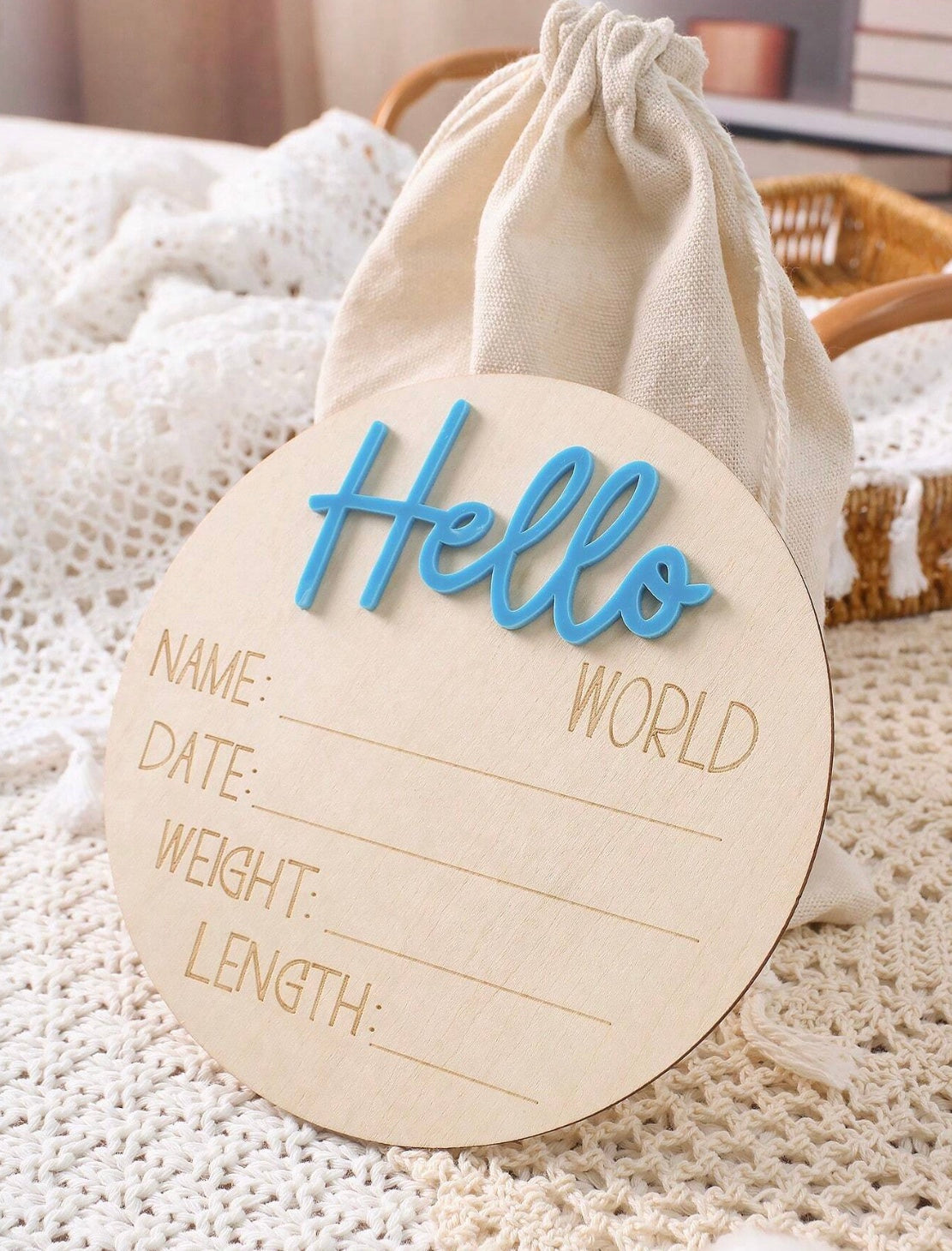 Blue Hello world sign