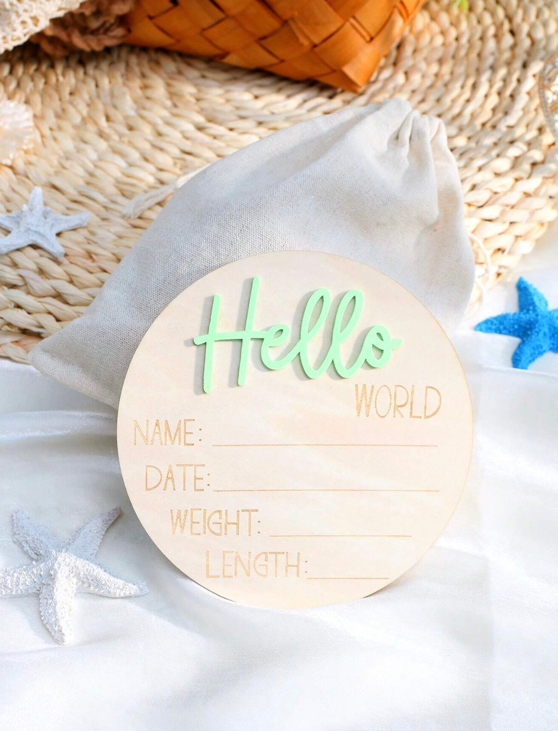 Green Hello world sign