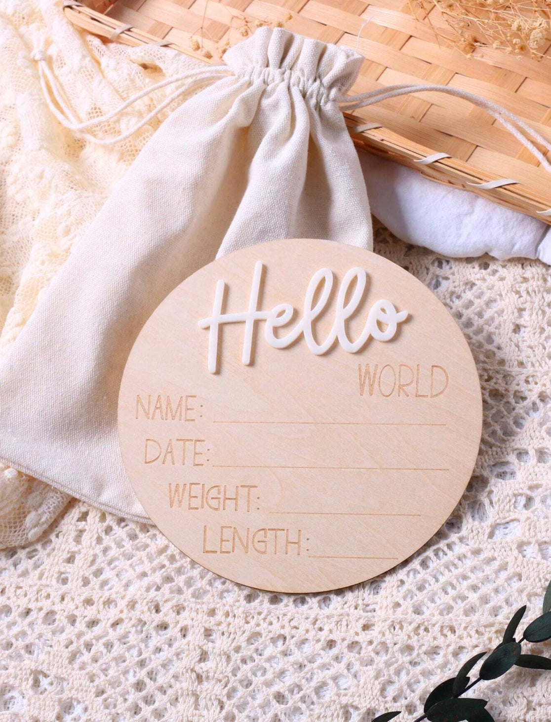 White Hello world sign
